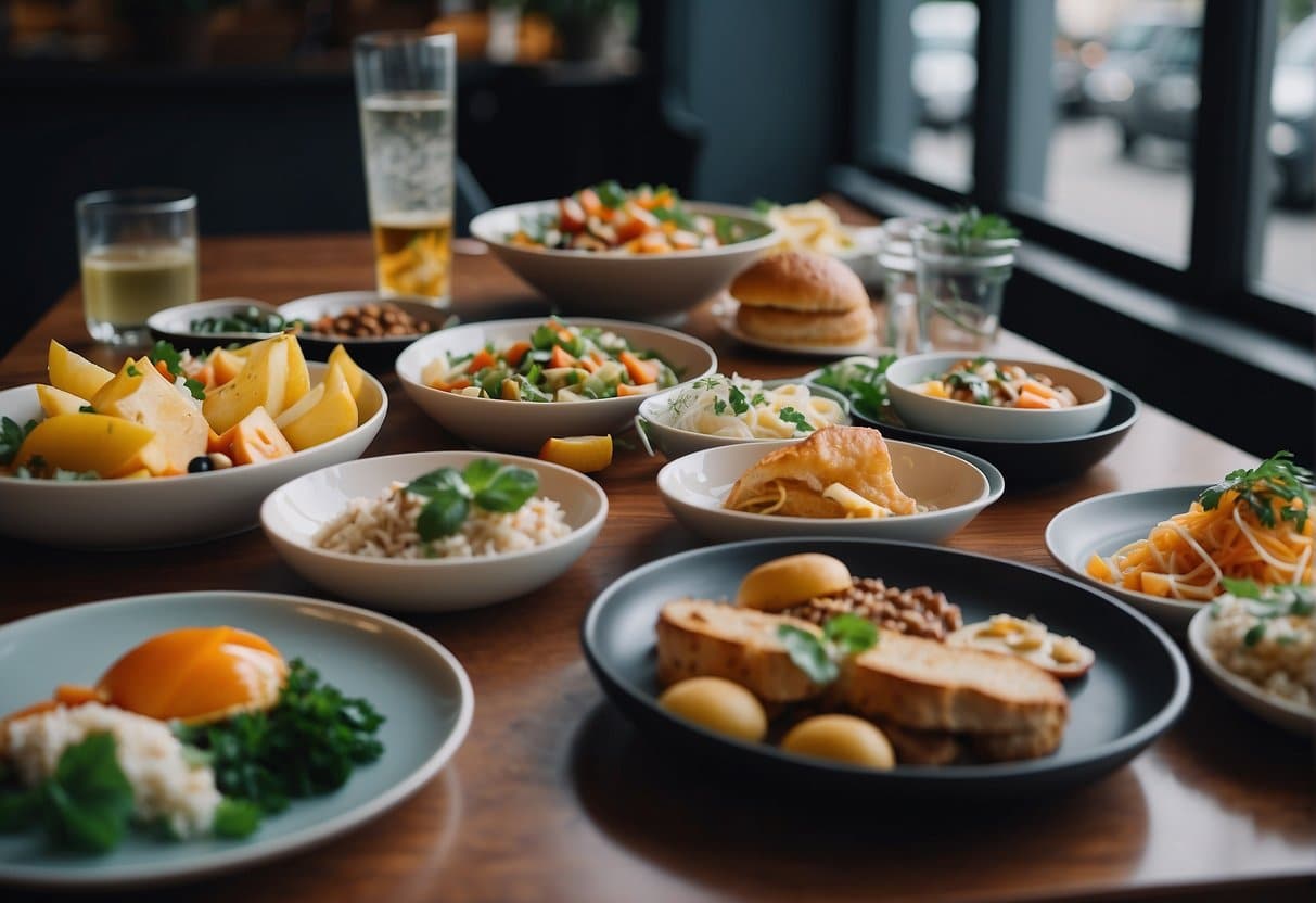 A table set with various types of lunch options in Copenhagen's best lunch delivery service