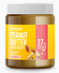 Bodylab Peanut Butter Super Smooth er rangeret som nummer 5 på BedreEndBedst.dk's liste over de bedste peanutbutter i test tilgængelige i Danmark.