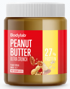 Bodylab Peanut Butter Ultra Crunch er rangeret som nummer 1 på BedreEndBedst.dk's liste over de bedste peanutbutter i test tilgængelige i Danmark.