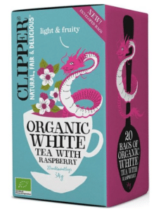 Clipper Organic White Tea Raspberry er rangeret som nummer 6 på BedreEndBedst.dk's liste over de bedste hvid te i test.