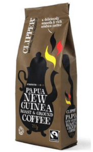 Clipper Papua New Guinea Roast and Ground er rangeret som nummer 6 bedste formalet kaffe i BedreEndBedst.dk's guide til hvordan man får den bedste filterkaffe