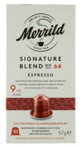 Merrild Signature Blend 64 Kaffekapsler er rangeret som nummer 5 på BedreEndBedst.dk's liste over de bedste kaffekapsler i test