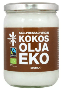 Superfruit Kokosolie Ekstra Jomfru Øko (500 ml) er rangeret som nummer 9 på BedreEndBedst.dk's liste over de bedste kokosolie i test.