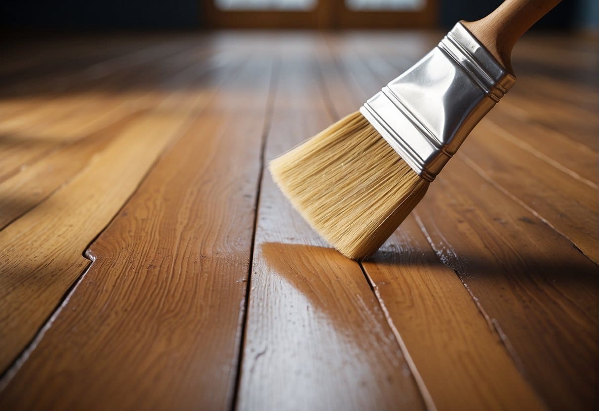 A wooden floor being prepared for painting with the best paint for wood floors