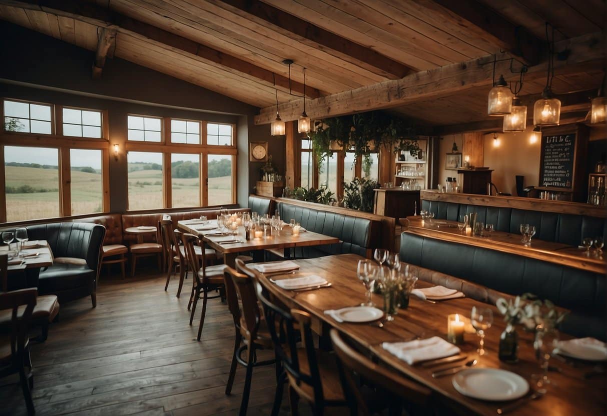 A cozy, rustic restaurant nestled in the rolling hills of Jutland, with a unique concept that sets it apart from the rest