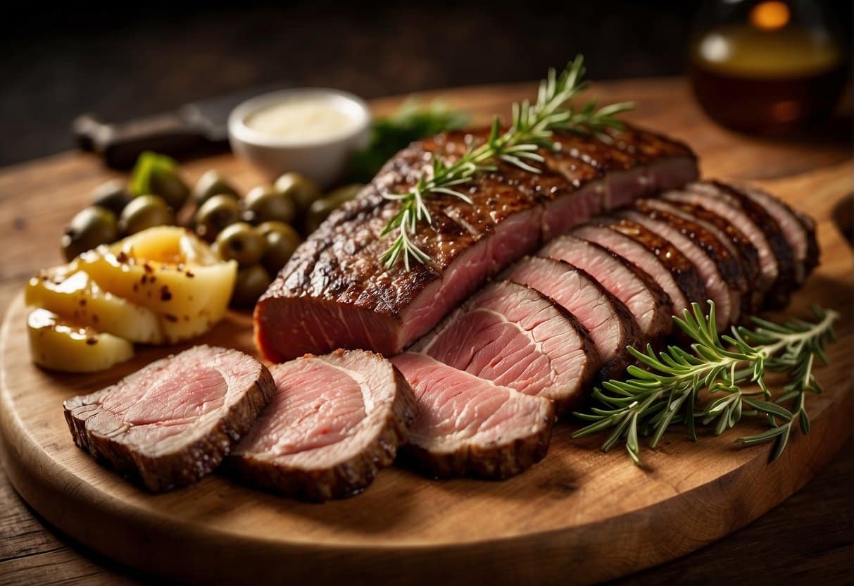 A selection of prime beef cuts displayed on a wooden board for raclette