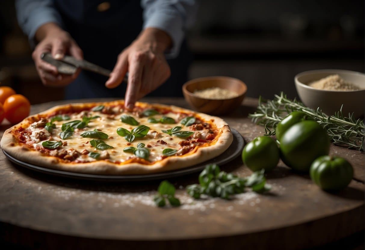 A pizza stone being carefully selected from a variety of options, with the best one being chosen for use