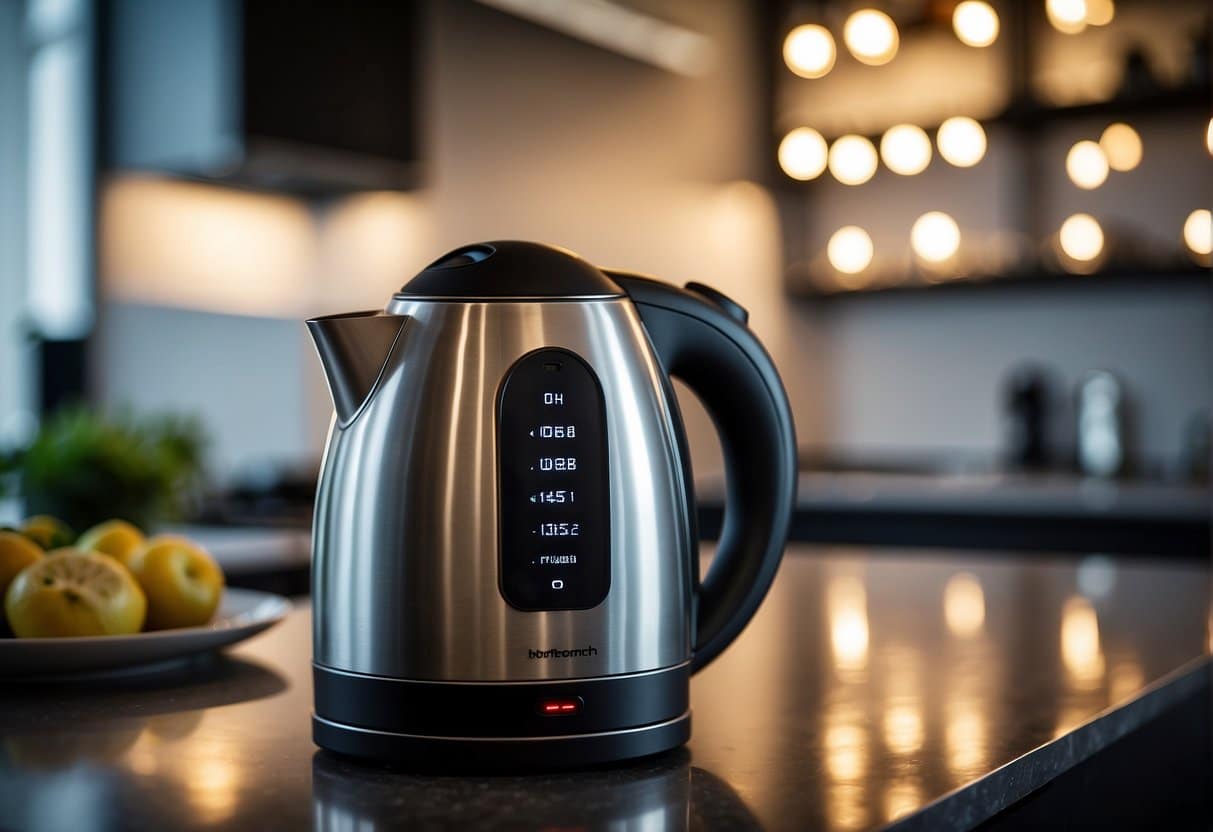 A modern electric kettle with sleek design and additional features