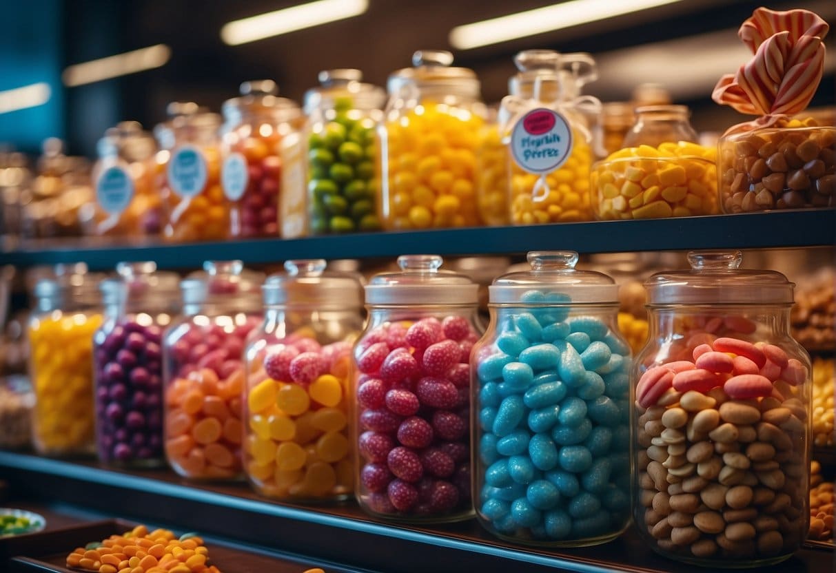 A colorful display of various candies and sweets at a Hygiene and Mix Your Own Candy store in Copenhagen