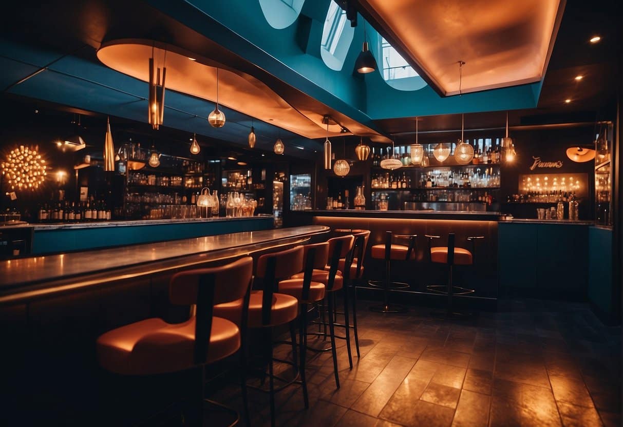 A vibrant and stylish nightclub in Copenhagen, with a lively atmosphere and modern design