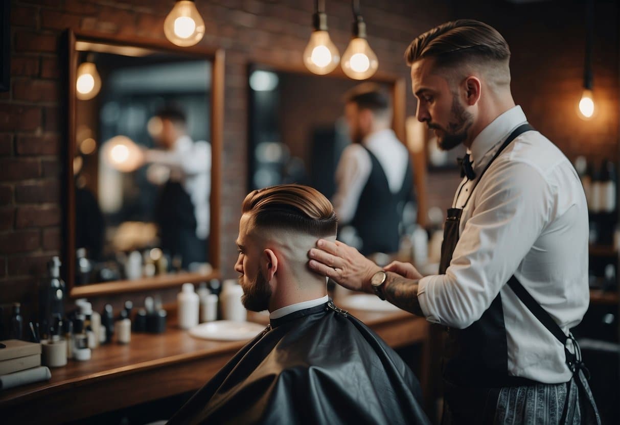 A barber carefully tailoring haircuts to suit each client's unique style at a top men's salon in Copenhagen