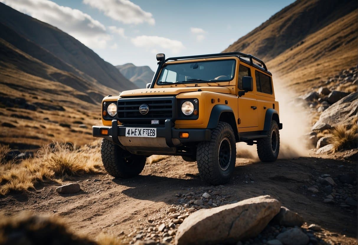 A rugged 4x4 vehicle conquers a rocky terrain with ease, showcasing its superior performance and capability