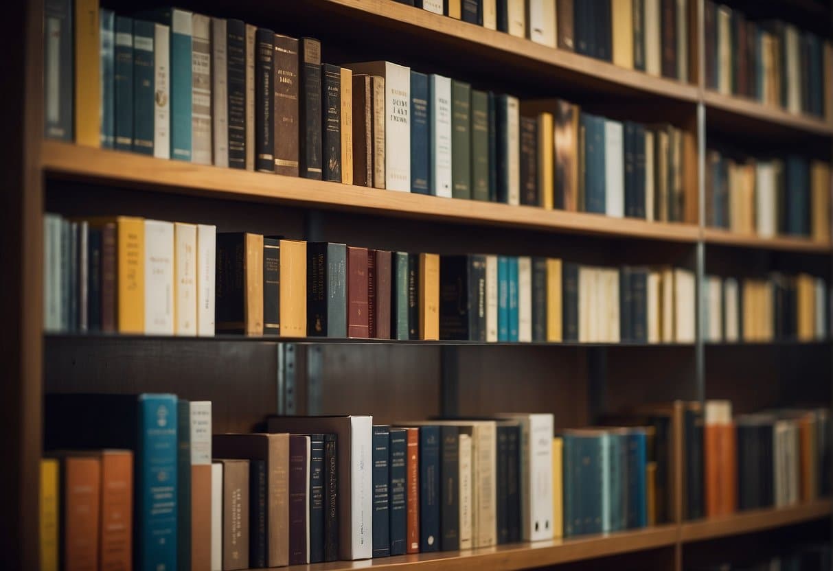 A diverse collection of books on self-esteem development in various aspects of life, arranged on a shelf