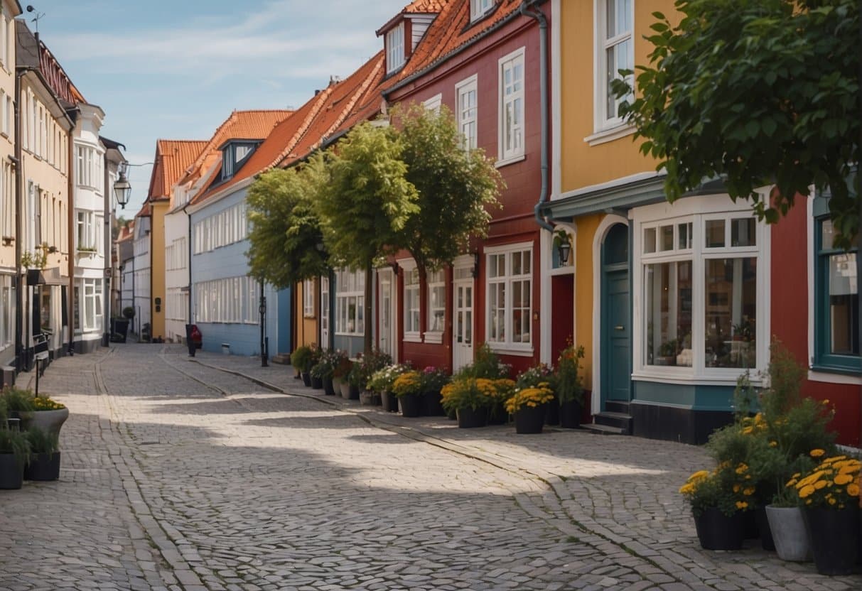 The city of Aalborg, Denmark, with its charming cobblestone streets, colorful buildings, and bustling waterfront